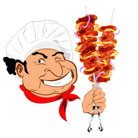 Fresh hot delicious  kebab poster from Chef Vector illustrationのイラスト素材