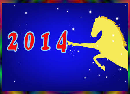 The New Year of the Horse Festive Christmas cardのイラスト素材