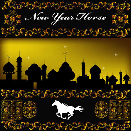 The New Year Horse Vector backgroundのイラスト素材