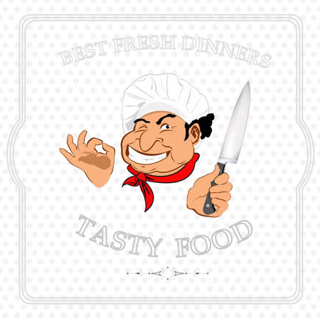 Best fresh tasty dinners from Chef Vector illustration のイラスト素材