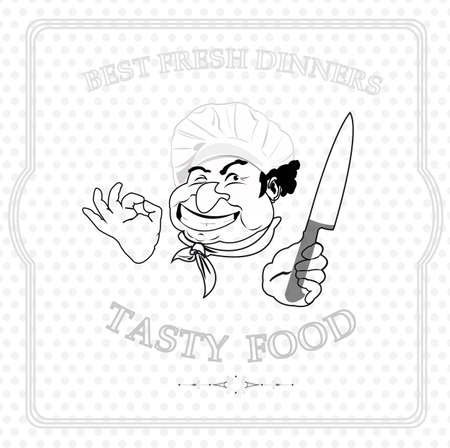 Chef witch kitchen knife Restaurant menu Vector backgroundのイラスト素材
