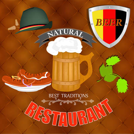 Best traditional fresh cold Beer  Restaurant menu  Vectorのイラスト素材
