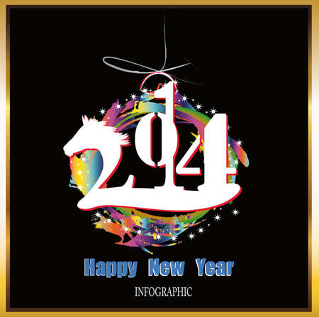 Creative Happy New Year 2014 Infographic Calendars Vectorのイラスト素材