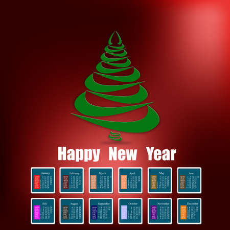 Abstract Christmas Tree Template Calendar 2014 Vectorのイラスト素材