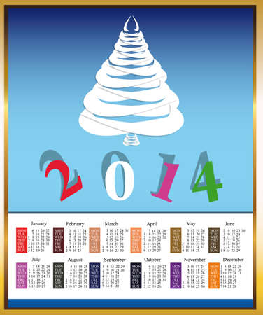 Abstract Christmas Tree Template Calendar 2014 Vectorのイラスト素材