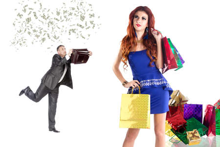 Businessman collects money for Holiday Gifts his Girlfriend