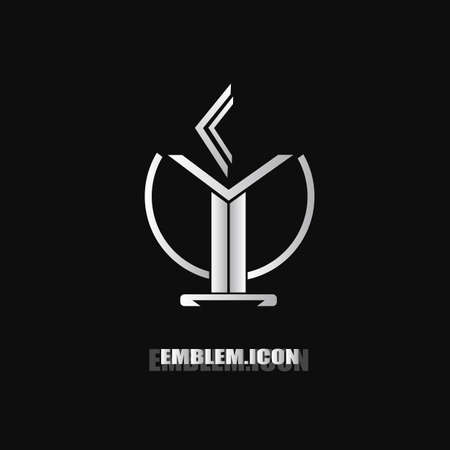 Abstract Metallic Torch Symbol Vector Iconのイラスト素材