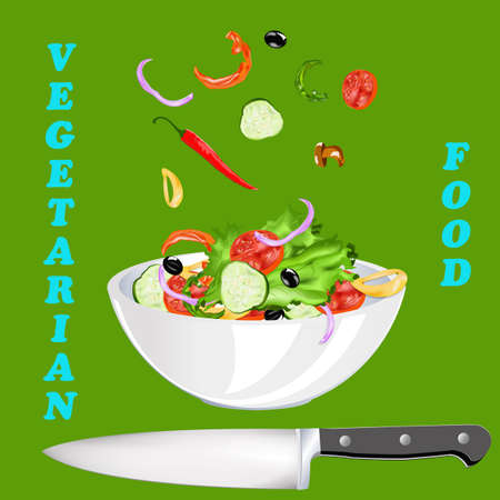 Fresh Vegetarian Vegetables Saladのイラスト素材
