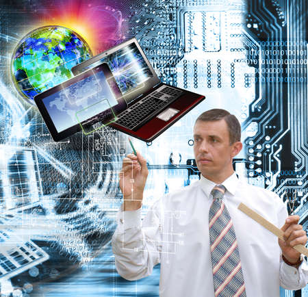 Businessman with technology background