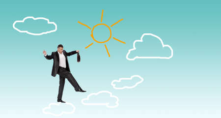 Businessman on clouds.Business Financeの写真素材