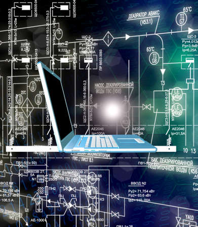 Engineering designing communications computer technologies.Industrial engineering connectionの写真素材
