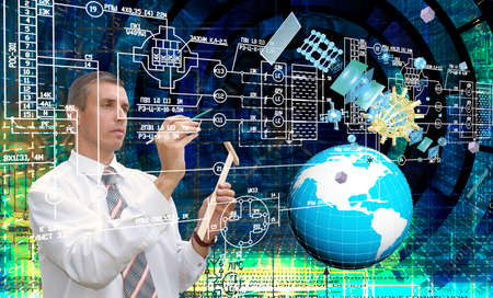 Engineering designing communications connection technologies.Creation innovative technology futureの写真素材