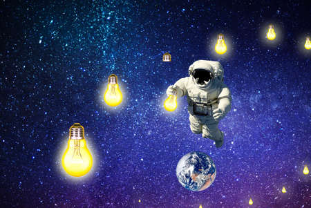 astronaut lighting moon planet earth.