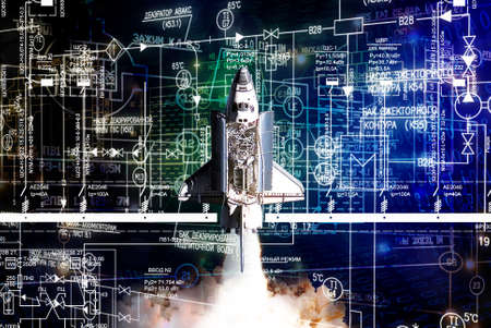 industrial construction technologies by generation space rocket.
