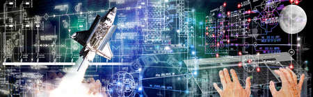 industrial construction technologies by generation space rocket.