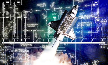 industrial construction technologies by generation space rocket.
