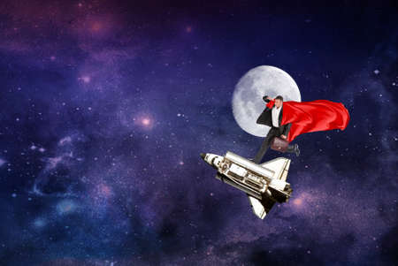 Man on the spaceshipの写真素材