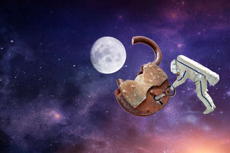 Time Moon in outer spaceの写真素材