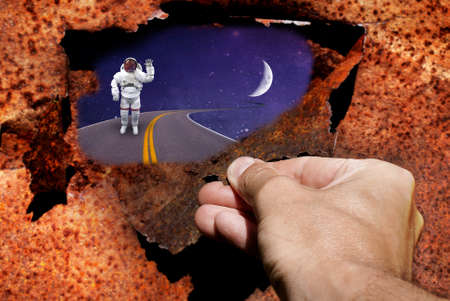 Astronaut witch space missionの写真素材