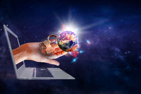 Technologies with laptopの写真素材