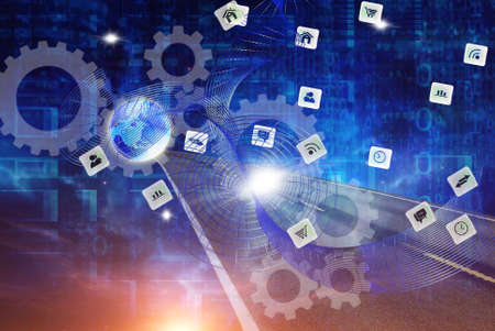 road on a wireless internetの写真素材