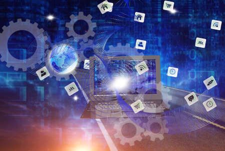 computers way on a internet wirelessの写真素材