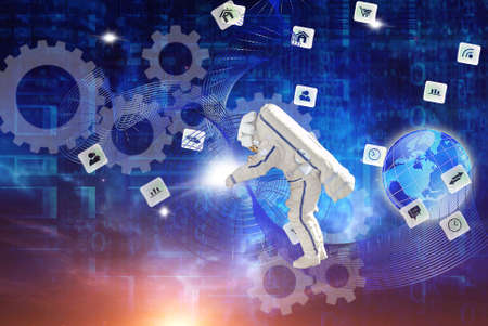 spaceman and internet wirelessの写真素材