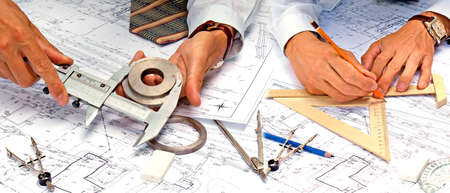 Teamwork in engineering designingの写真素材