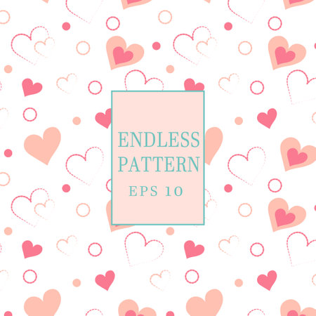 Heart HandDrawn Simple Seamless Pattern Soft Colorのイラスト素材