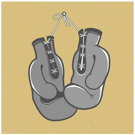 Vintage hanging boxing glovesのイラスト素材