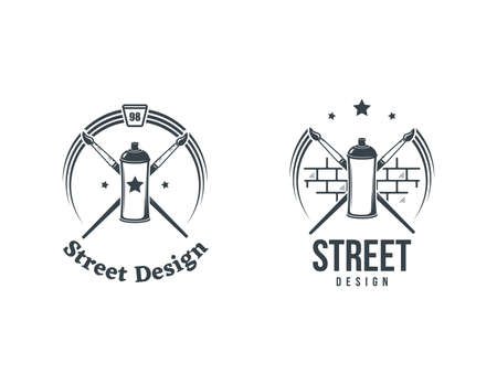 Retro emblems. Graphic design for t-shirt. Dark print on white backgroundのイラスト素材