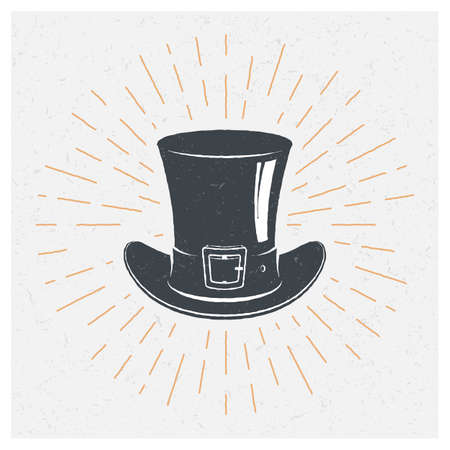 Hand drawn typography poster. Gentleman. Focus. Bowler hats and cylindersのイラスト素材