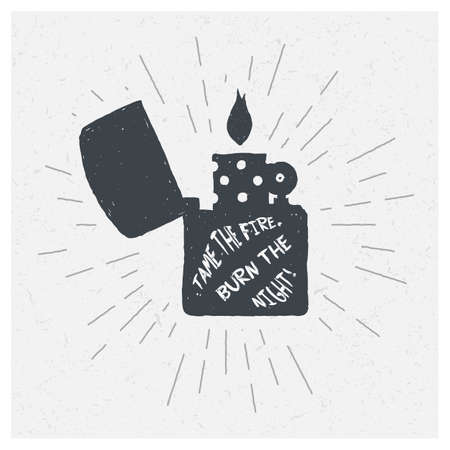 Hand-drawn vintage lighter. Sketch style. Vector illustration. T-shirt print. Posterのイラスト素材
