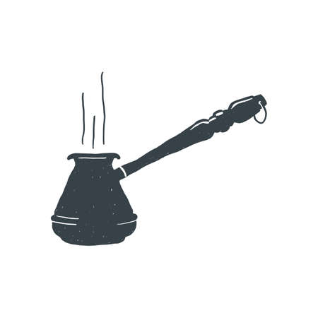 Hand drawn vintage Coffee turk. Sketch style. Turkish black. Vector illustration. T-shirt print. Poster.のイラスト素材