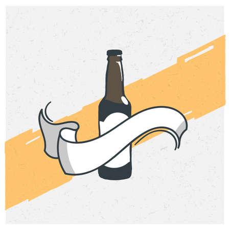 Hand drawn vintage bottle of beer. Sketch style. Vector illustration. T-shirt print. Poster. Logo. Hipster. Retro badge. Emblem. Cold alcoholのイラスト素材