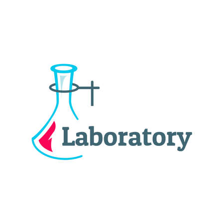 vector laboratory, chemical, medical test logo, icon. Colorful modern design bottles.のイラスト素材