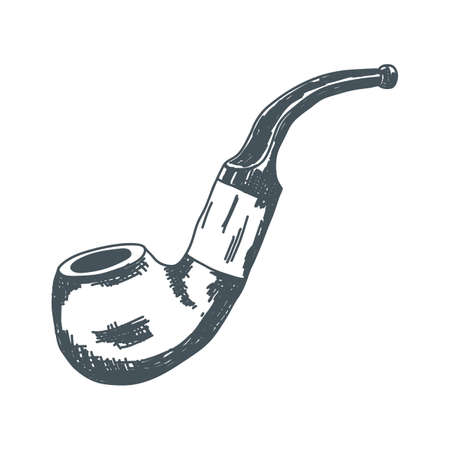 Hand drawn vintage Smoking pipe. Sketch style. Vector illustration.のイラスト素材