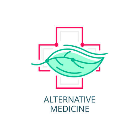 Vector Icon Style Logo Sign of Alternative Medicine. IV Vitamin Therapy, Anti-Aging, Wellness, Ayurveda, Chinese Medicine. Holistic centre.のイラスト素材