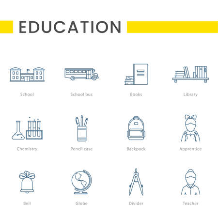 Outline icon collection - School educationのイラスト素材