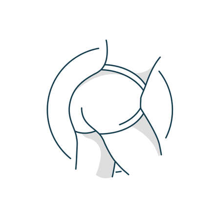 Taut buttocks. Flat line art design concept. Fitness. Logo. Bodybuilding.のイラスト素材