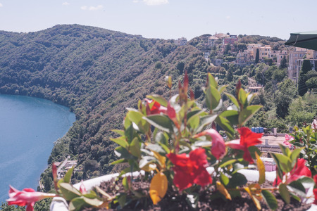 houses on mountain range in Romeの写真素材