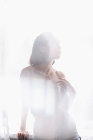 beautiful girl in sunlightの写真素材