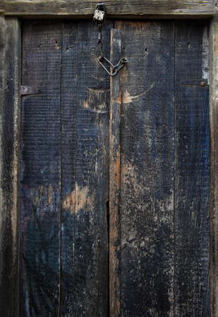 old locked door of an house. grunge blue colour doorの写真素材