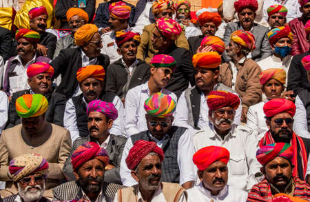 Jaisalmer, Rajasthan, India - January 15 2021: people gather to watch the coronation ceremony of the new kingのeditorial素材