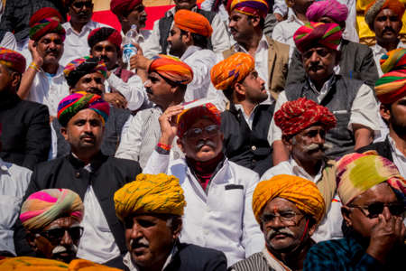 Jaisalmer, Rajasthan, India - January 15 2021: people gather to watch the coronation ceremony of the new kingのeditorial素材