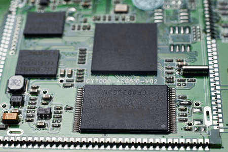 close up of computer circuit board