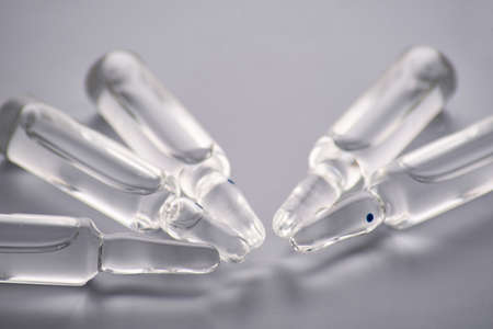 medical ampoules with liquid close-upの写真素材