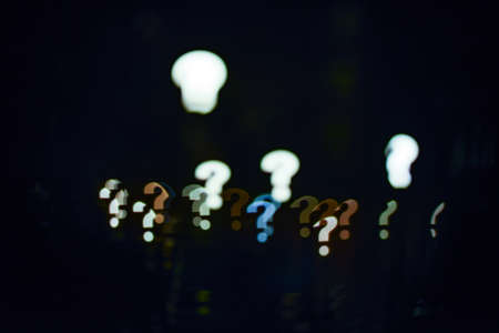 Abstract question mark shape bokeh background. Idea conceptの写真素材