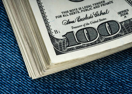 American dollars in a jeans pocketの写真素材