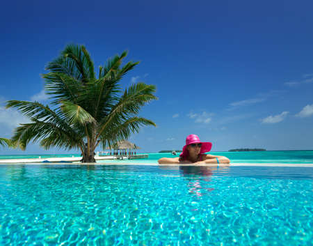 Beach holiday by the poolのeditorial素材